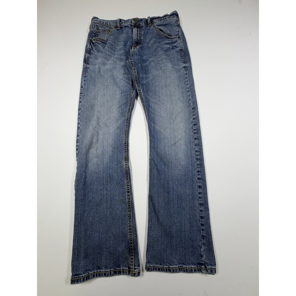Wrangler Retro Slim Boot Jeans Mens Meas 32x30 Blue Straight Stretch Cotton Fade